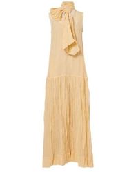 Plan C - Scarf-Detail Cotton-Blend Maxi Dress - Lyst