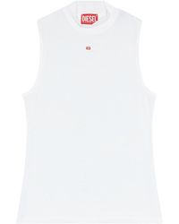 DIESEL - Mock Neck Ribbed Tank Top - Lyst