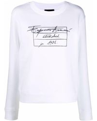 Emporio Armani - Graphic-Print Cotton-Blend Sweatshirt - Lyst