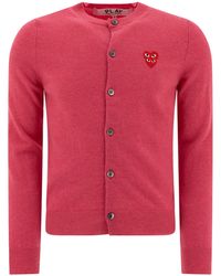 COMME DES GARÇONS PLAY - Comme Des Garçons Play Heart-Patch Knitted Cardigan - Lyst