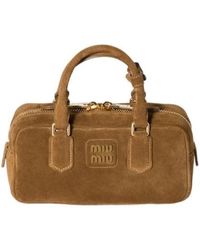 Miu Miu - Arcadie Padded Suede Top-Handle Bag - Lyst