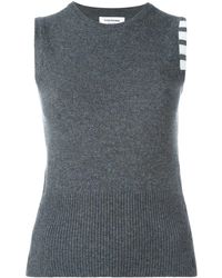 Thom Browne - Sleeveless Crew Neck Shell Top With 4-Bar Stripe - Lyst