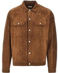 Brunello Cucinelli - Suede Button-Up Jacket - Lyst