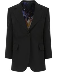 Lanvin - Single Breasted Cropped-Sleeved Blazer - Lyst
