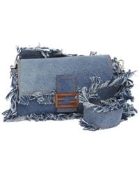 Fendi - Regular Baguette Fringed Denim Bag - Lyst