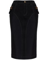 Versace Jeans Couture - Buckle-Detail Denim Skirt - Lyst