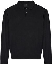 ARMANI EXCHANGE - Long-Sleeve Knitted Polo Shirt - Lyst