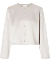 Leset - Barb Cropped Satin Cardigan - Lyst