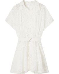 Norma Kamali - Broderie-Anglaise Belted Dress - Lyst