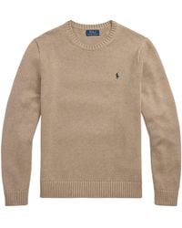 Polo Ralph Lauren - Khaki Pony Logo Crew Neck Knit Sweate - Lyst