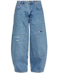 AllSaints - Barrel Distressed Wide-Leg Jeans - Lyst