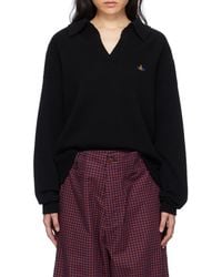Vivienne Westwood - Orb-Embroidered Knitted Polo Shirt - Lyst