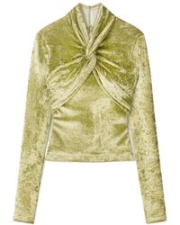 Nanushka - Iride Twist-Front Crushed Velvet Top - Lyst
