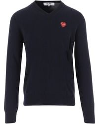 COMME DES GARÇONS PLAY - Comme Des Garçons Play Heart-Emblem Knitted Jumper - Lyst