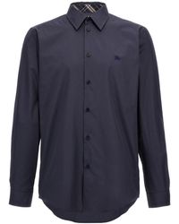 Burberry - Logo Embroidered Buttoned Shirt - Lyst