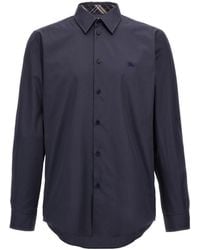 Burberry - Logo Embroidered Buttoned Shirt - Lyst