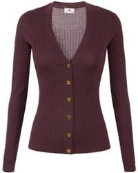 Elisabetta Franchi - Ribbed-Button Cardigan - Lyst
