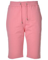 Balmain - Cotton Shorts With Flocked Paris Logo - Lyst