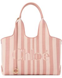 Chloé - Chloé Stripy Logo Printed Tote Bag - Lyst