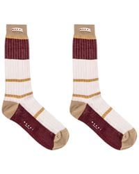 Marni - Stripe Pattern Logo Socks - Lyst