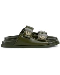 Gucci - Leather Crystal-Embellished Sandals - Lyst