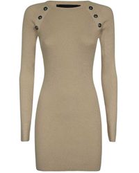 John Richmond - Ribbed Knit Button-Embellished Dress - Lyst
