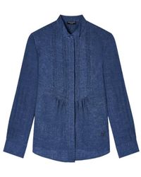 Emporio Armani - Icon Linen Chambray Shirt With Plastron - Lyst