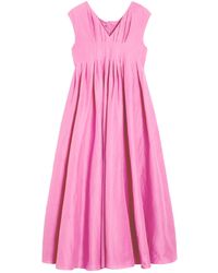 Max Mara - 'S V-Neck Pleated Sleeveless Dress - Lyst