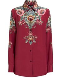 Etro - Placed Printed Curved Hem Shirt - Lyst