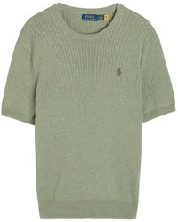 Polo Ralph Lauren - Logo-Embroidered Ribbed Cotton-Knit T-Shirt - Lyst