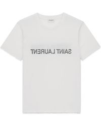 Saint Laurent - Reverse Logo Printed Crewneck T-Shirt - Lyst