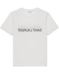 Saint Laurent - Reverse Logo Printed Crewneck T-Shirt - Lyst