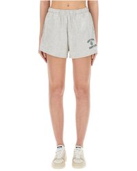 Sporty & Rich - Varsity Crest Logo Printed Shorts - Lyst