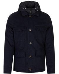 Moorer - Hooded Buttoned Coat - Lyst