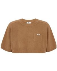 Elisabetta Franchi - Cropped Short-Sleeve Knitted Top - Lyst