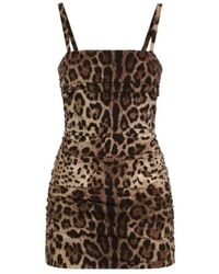Dolce & Gabbana - Ruched Animal-Print Dress - Lyst