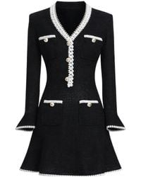 Self-Portrait - Lace Trim Knitted Mini Dress - Lyst