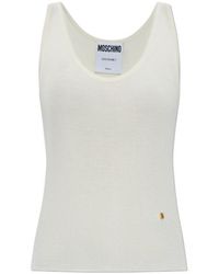 Moschino - M Logo Plaque Ribbed Tank Top - Lyst