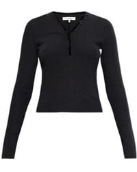 FRAME - The Velvet Trim Henley Top - Lyst