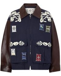 Sea - Cotton-Canvas And Leather Jacket - Lyst