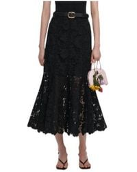 Self-Portrait - A-Line Lace Midi Skirt - Lyst