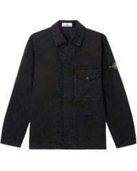 Stone Island - Logo Patch Long Sleeved Shirt Jacket - Lyst