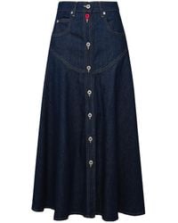 KENZO - Long Flared Denim Skirt - Lyst