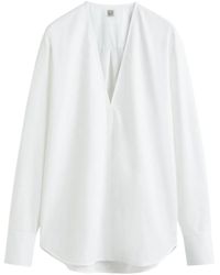 TOTEME - Totême Box-Pleat Detailed V-Neck Blouse - Lyst