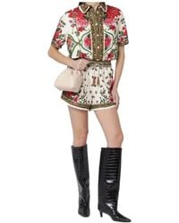 FARM Rio - Scallop Hem Floral Print Shorts - Lyst