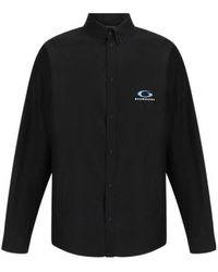 Balenciaga - Logo Embroidered Long-Sleeved Shirt - Lyst