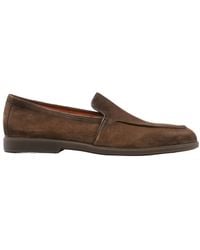 Santoni - Round Toe Slip-On Loafers - Lyst