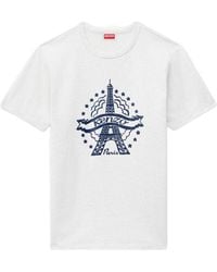 KENZO - Eiffel Tower Design Slim T-Shirt - Lyst