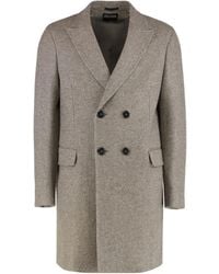 ZEGNA - Long Sleeve Double Breasted Coat - Lyst