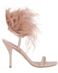 Stuart Weitzman - Feather-Decorated High-Heeled Sandals - Lyst